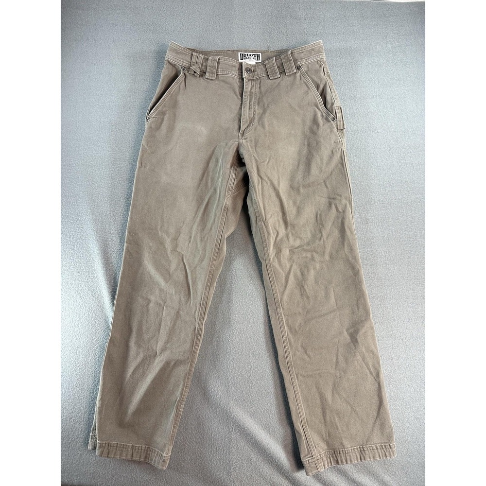 Duluth Trading Co Flex Fire Hose Pants Mens 32x32 Beige Relaxed Fit Carpenter
